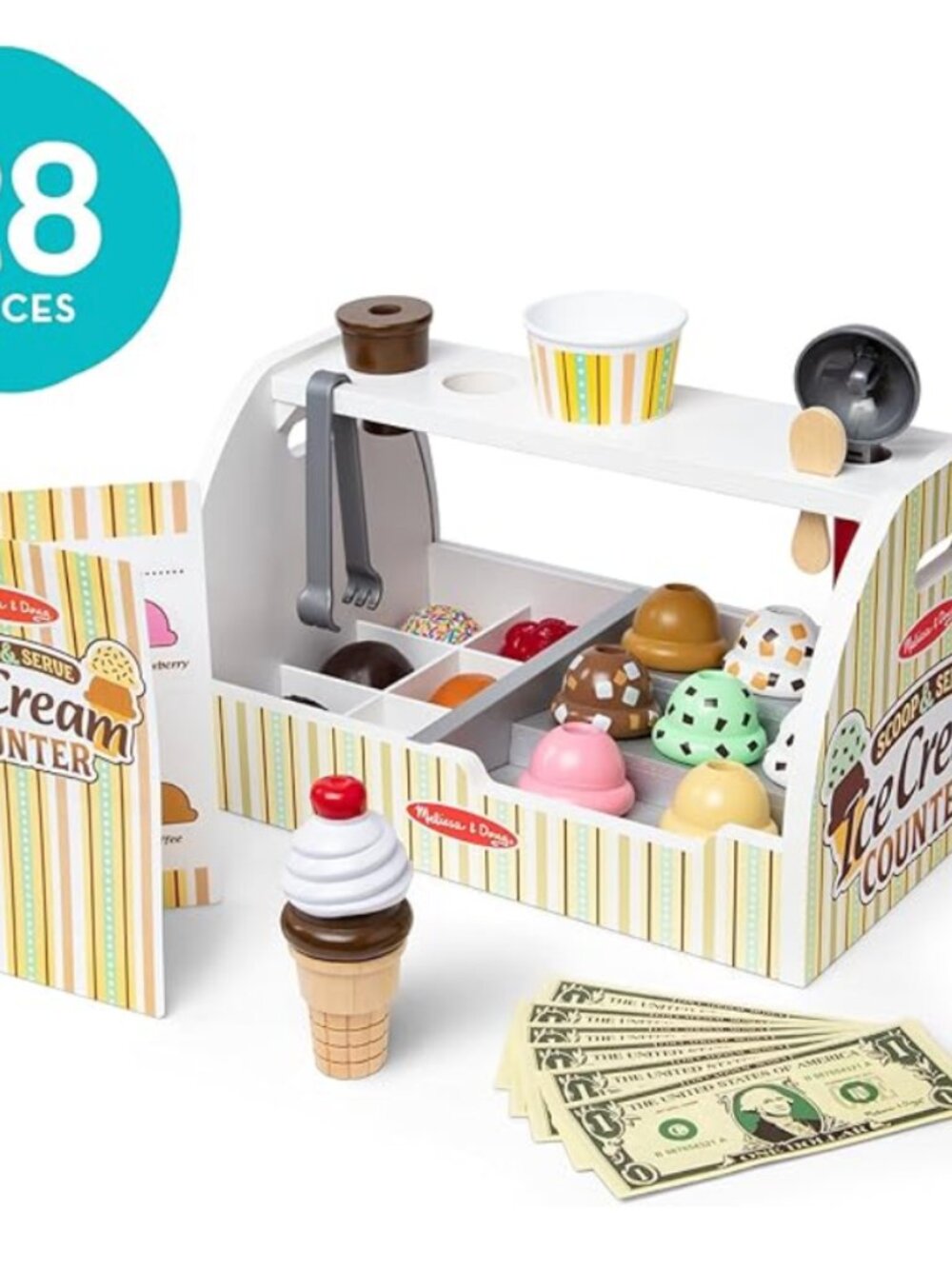NIB Melissa & Doug Wooden Scoop & Serve Ice Cream Counter Toy 3+ - Picture 3 of 3